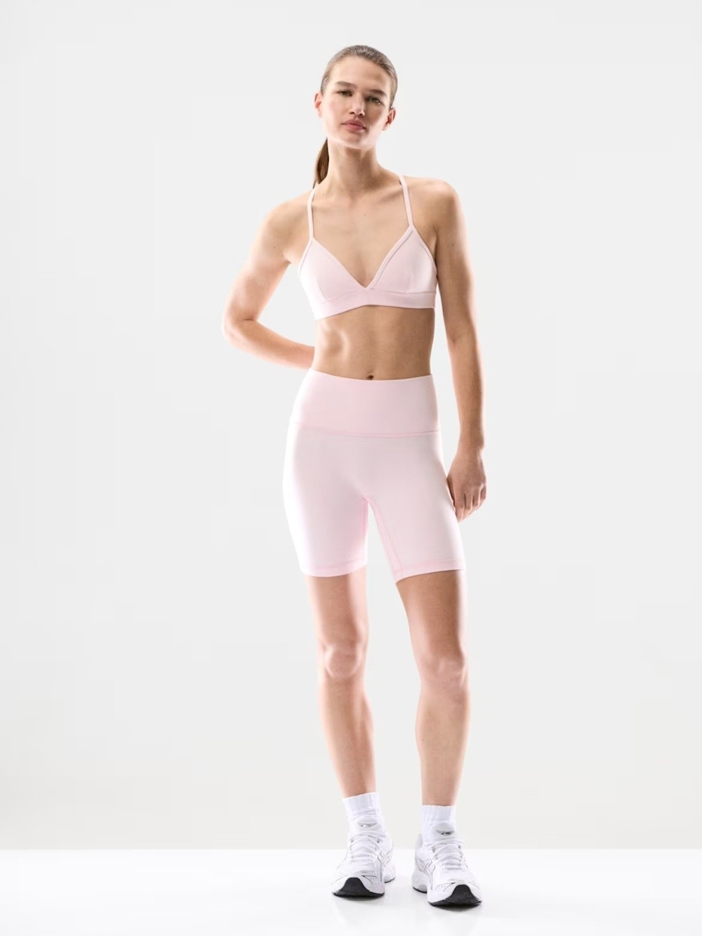 Aritzia Light Pink High-Waist Bike Shorts